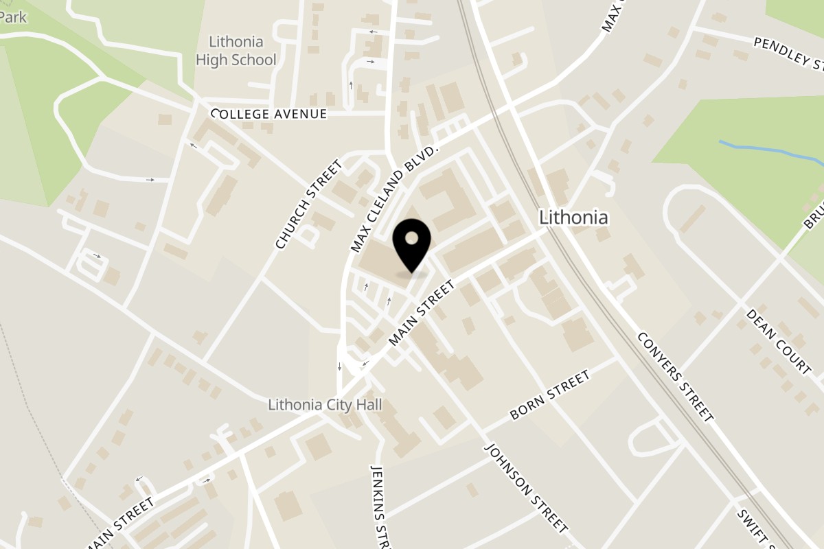 Map showing the location of Side Affects Bar & Grill on 6924 Main St in Lithonia